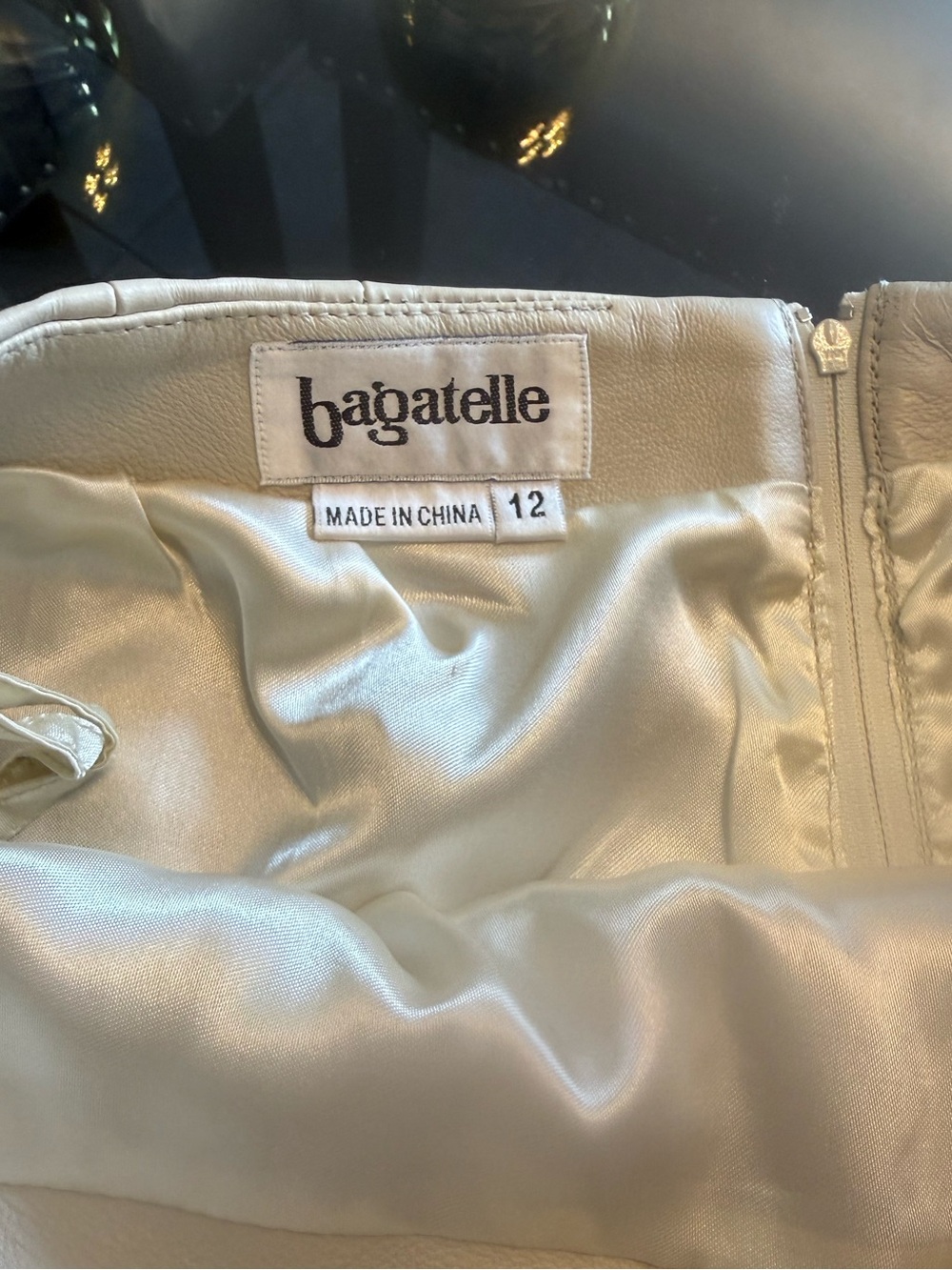 bagatelle Cream Leather Skirt - Picture 4 of 8